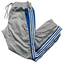 Adidas Vintage Baggy Shell Trackpant Bottoms Silver Blue and White (L)