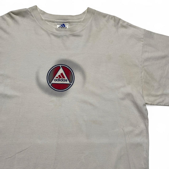 Adidas Football Vintage Y2K White Red and Blue T Shirt (XL)