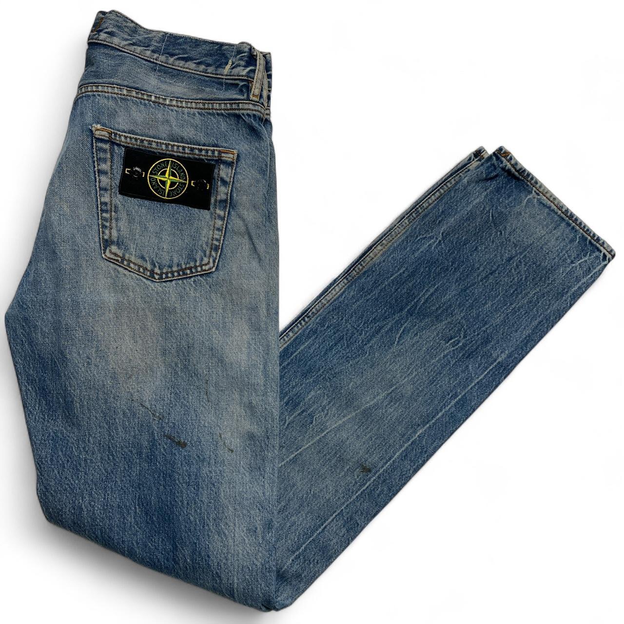 Stone Island Light Blue Distressed Stonewash Jeans (30W)