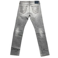 True Religion Rocco Distressed Light Grey Stitch Jeans (36W)