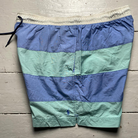 Polo Sport Ralph Lauren Blue and Green Stripe Swim Shorts