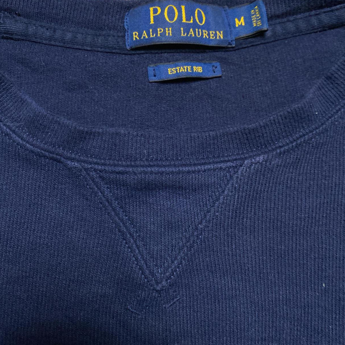 Ralph Lauren Polo Navy and Red Pony Estate Rib Jumper (M)