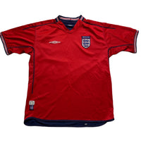 England Umbro Vintage 2004 Red and Navy Reversible Football Jersey (M)