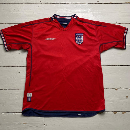 England Umbro Vintage 2004 Red and Navy Reversible Football Jersey