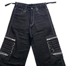 Criminal Damage Bondage Black and Silver Zipper Buckle Baggy Jean Cargo Trousers (30W)