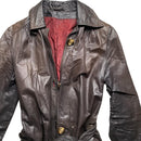 Leone London Vintage Brown Long Leather Trench Coat (S)