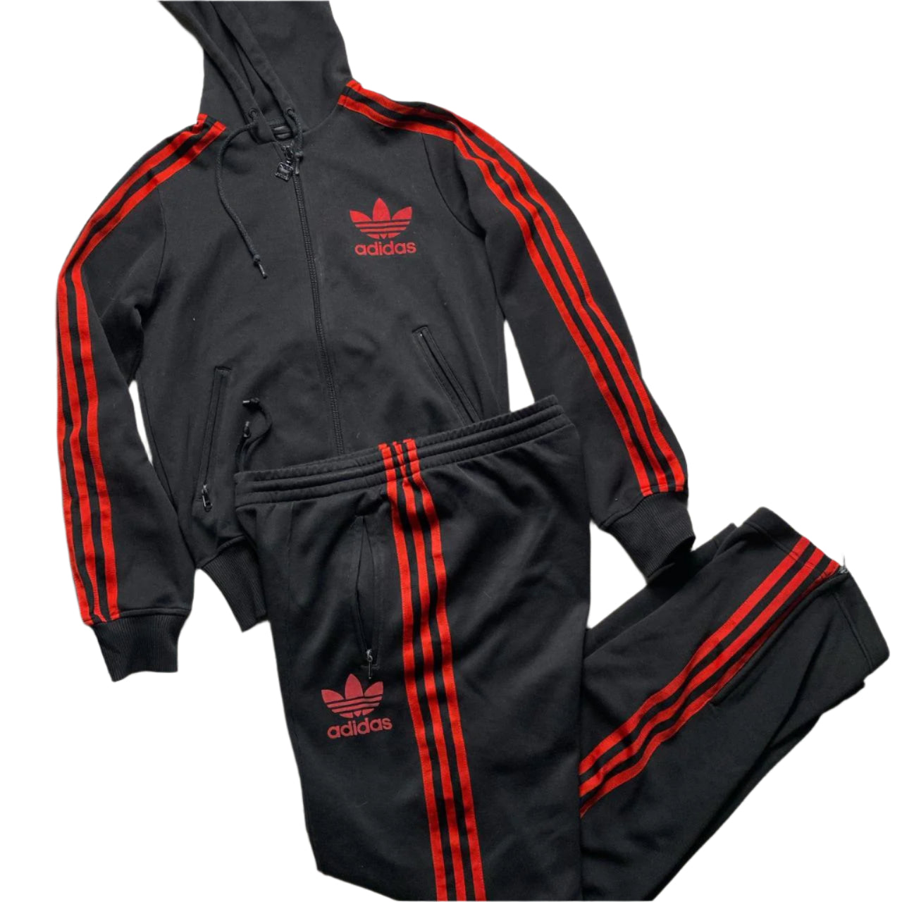 Adidas Originals Black and Red Womens Full Tracksuit (8/10)