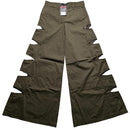 Criminal Damage Rib Cut Baggy Parachute Combat Slit Cargo Trousers Khaki Green and Orange (26W)