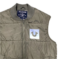 True Religion Khaki Green Puffer Gilet Vest (S)