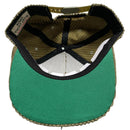 Corteiz Soho Yacht Club Corduroy Khaki Green and Gold Velour Snapback Cap