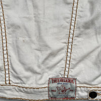 True Religion Cream and Golden Brown Stitch Denim Jacket (S)