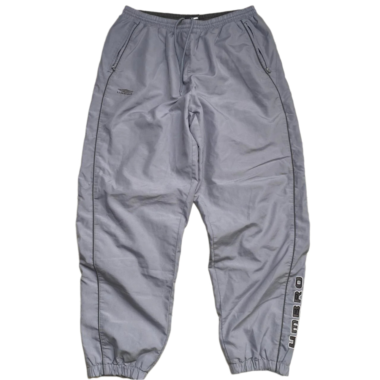 Umbro Silver and Grey Shell Trackpant Bottoms (XL)