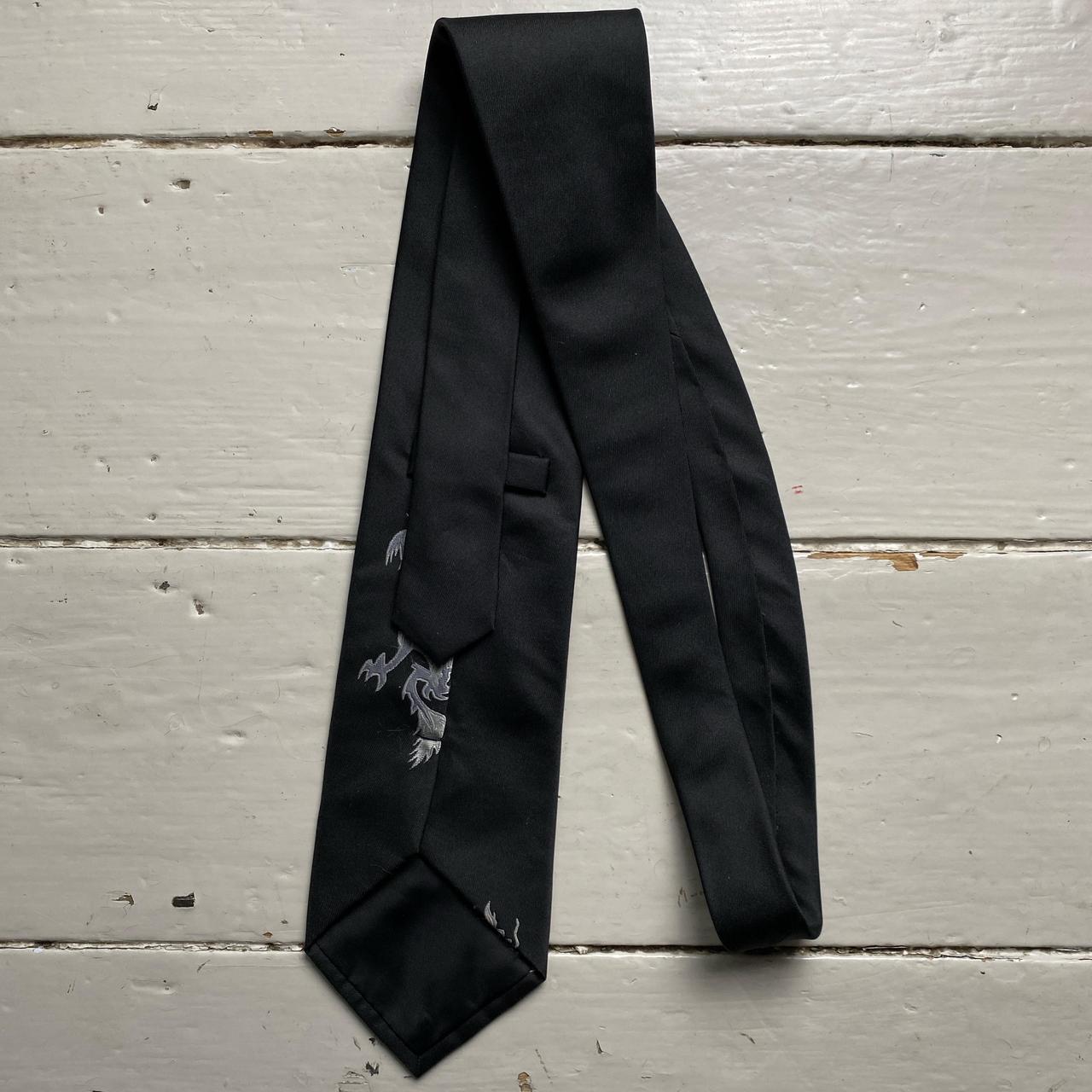 Dragon Y2K Japanese Black and Silver Tie