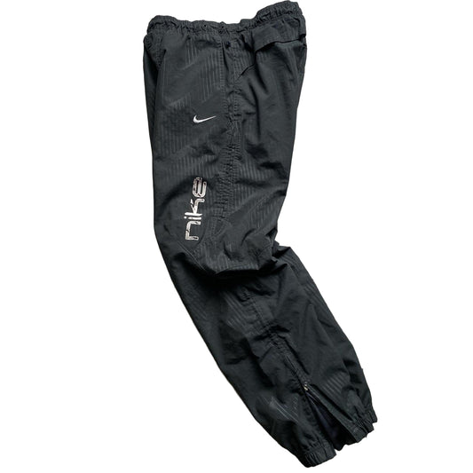 Nike Vintage Spellout Grey and White Shell Baggy Trackpant Bottoms (S)