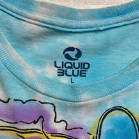 Alice in Wonderland Liquid Blue Shisha Trippy Graphic Tie Dye Blue T Shirt (L)