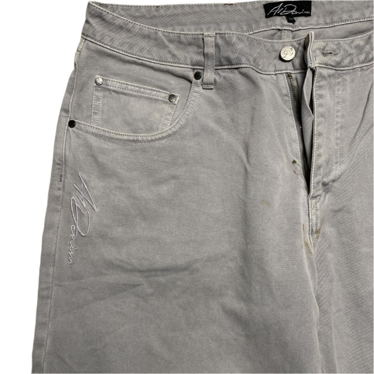 A1 Denim Baggy Silver Grey Jeans (36W)