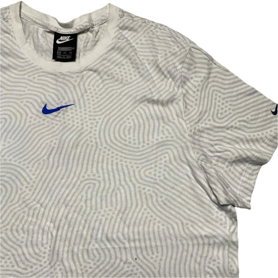 Nike White Grey and Blue Swoosh T Shirt (2XL)
