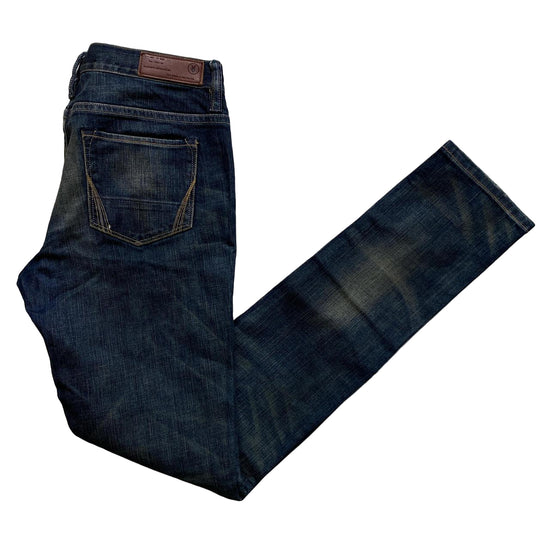 All Saints Navy Stonewash Slim Jeans (28W)