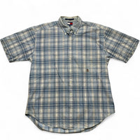 Tommy Hilfiger Blue and White Plaid Short Sleeve Shirt (XL)