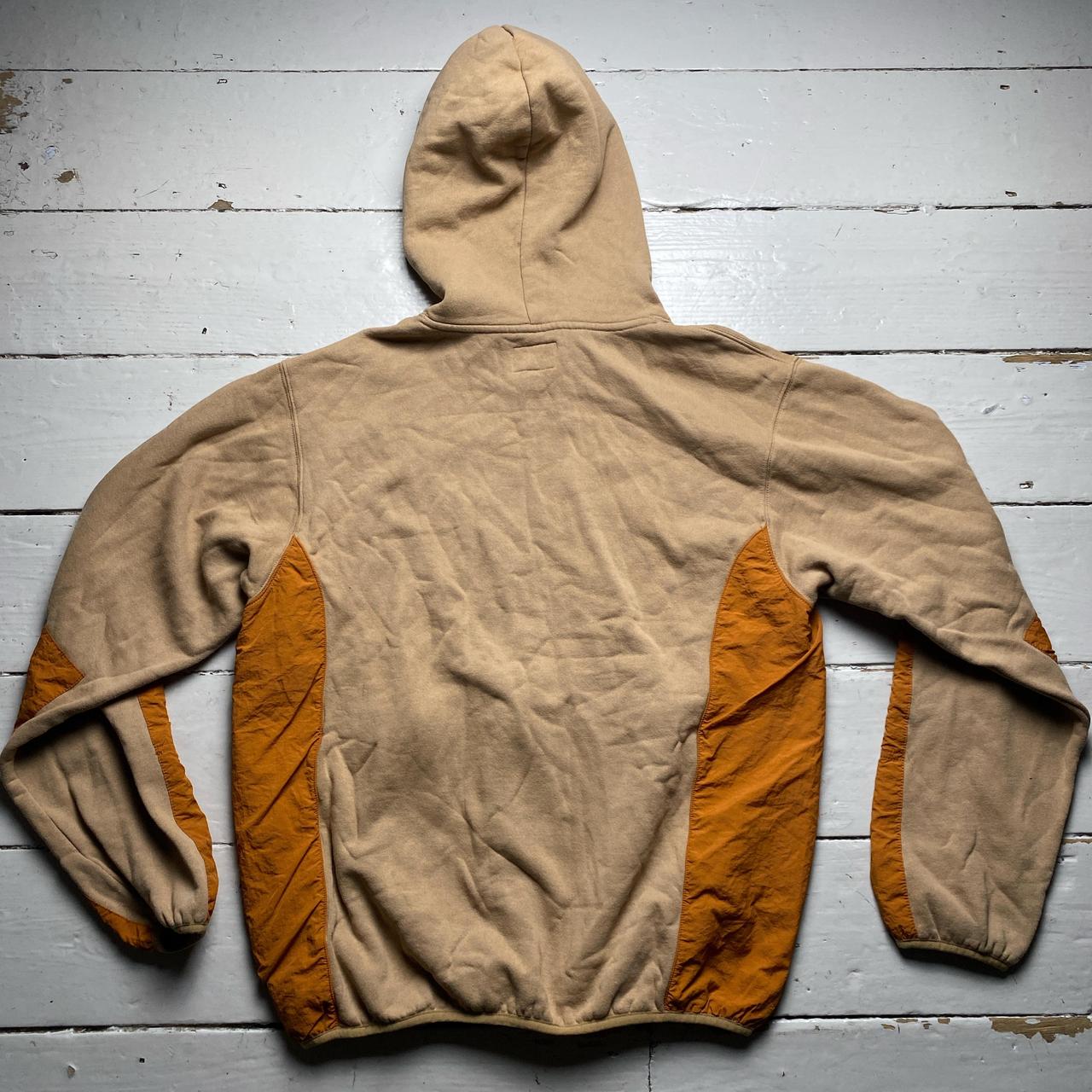 Stussy Tan Sand Brown and Orange Nylon Panelling Hoodie