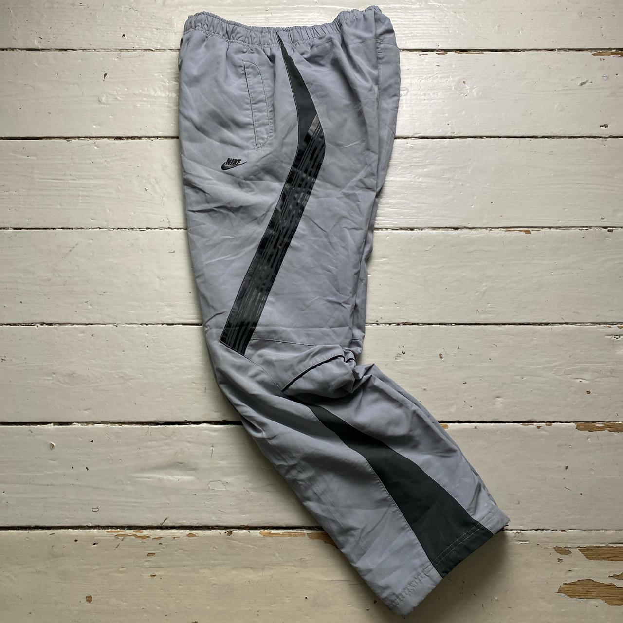 Nike Silver and Grey Swoosh Baggy Vintage y2k Shell Trackpant Bottoms