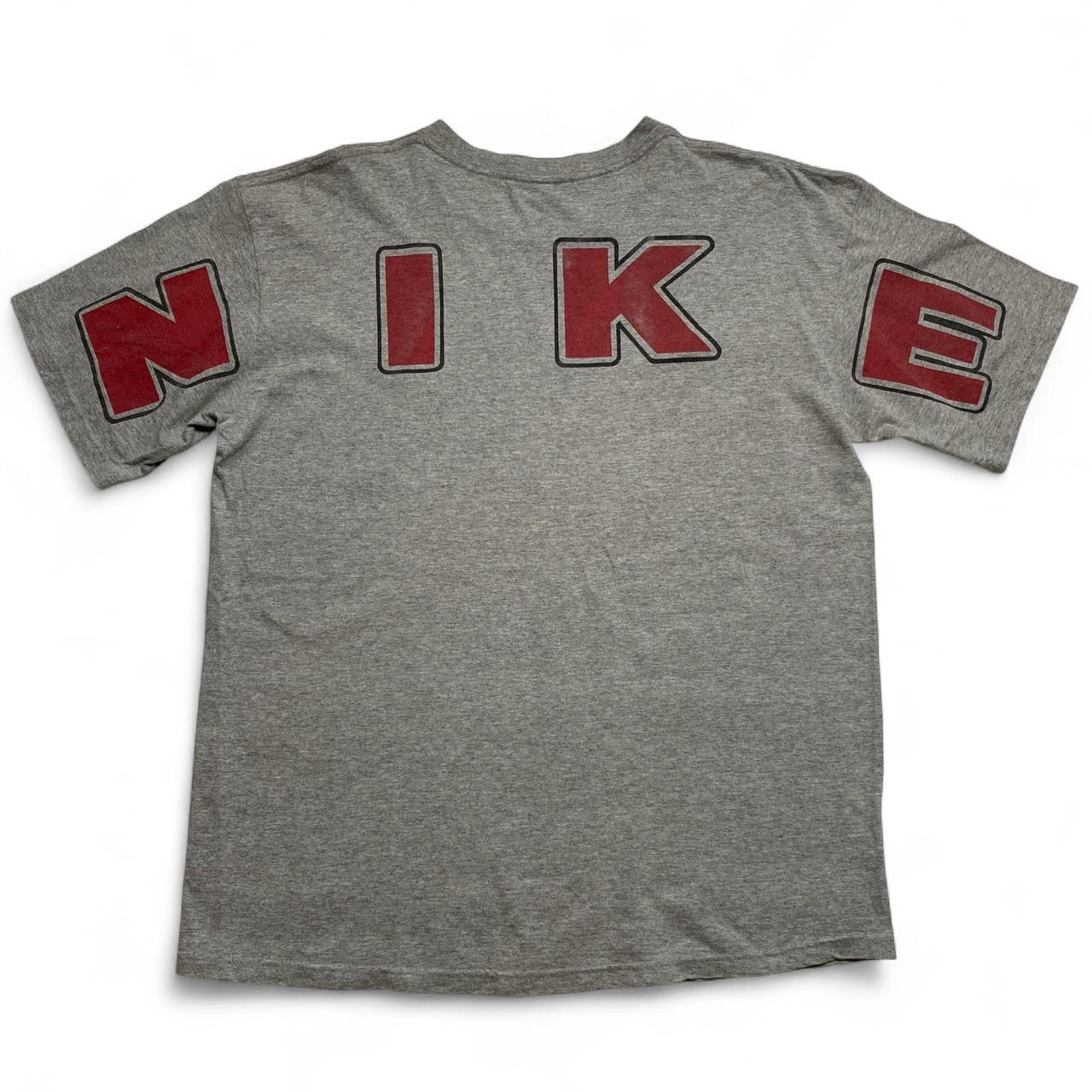Nike Vintage 90’s Grey and Red Big Spellout T Shirt (L)