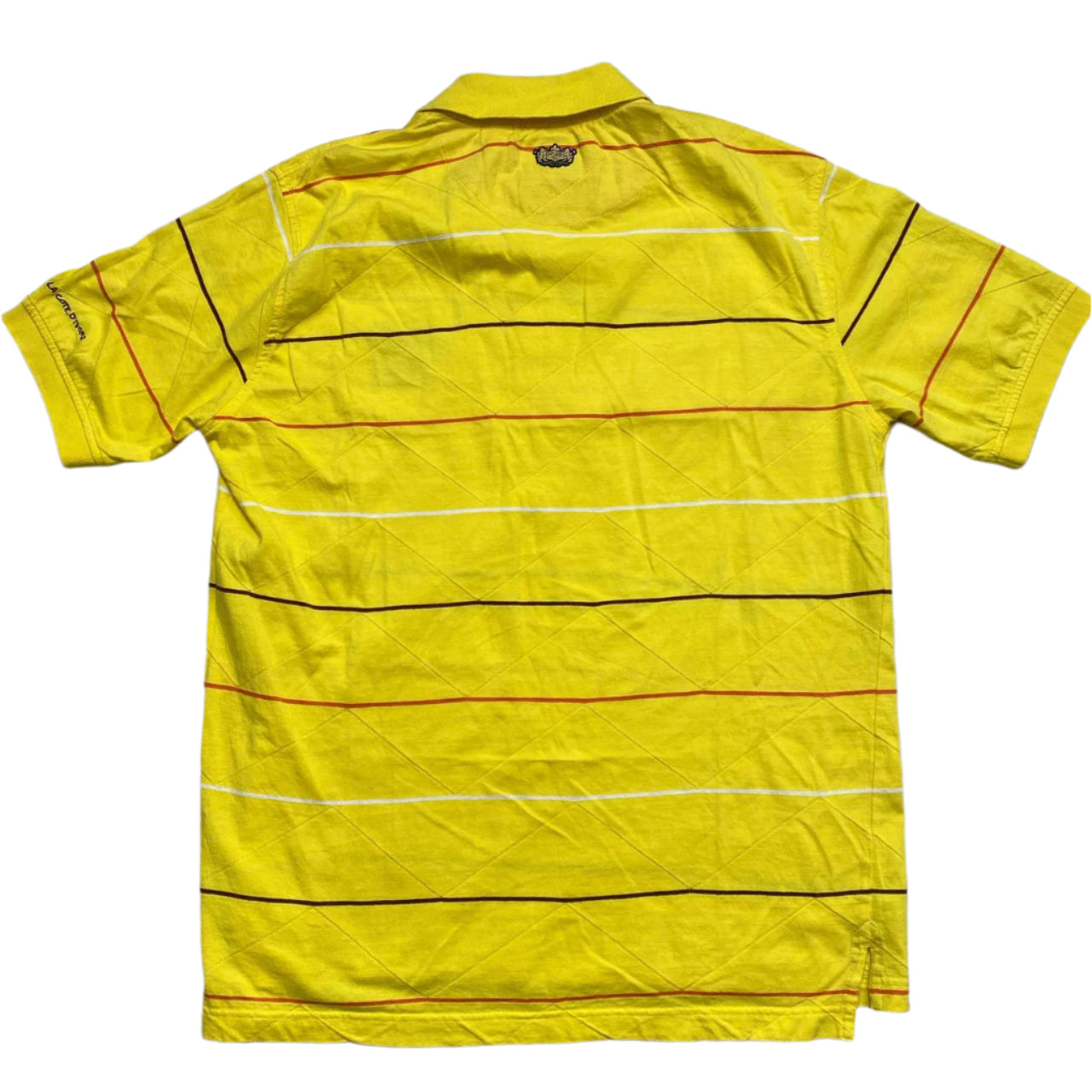 Akademiks Yellow Striped Brown and Orange Polo Shirt (M)