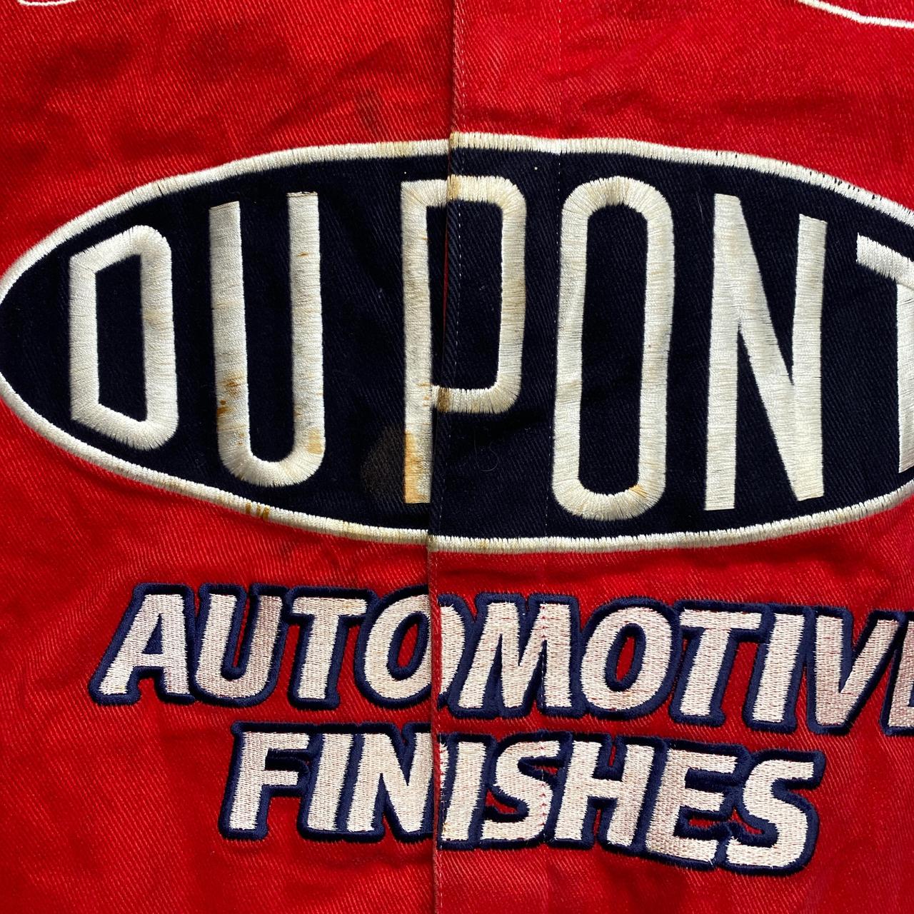 Chase Authentics NASCAR Red and Black Flames Du Pont Racing Bomber Jacket (2XL)