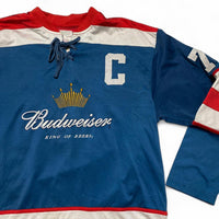 Budweiser Vintage y2k 90’s Hockey Jersey Blue White and Red (L)