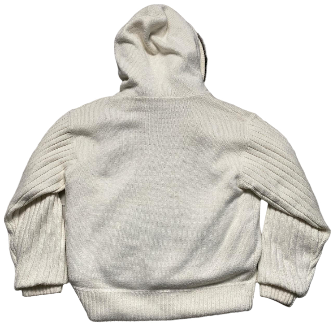 Nickleson Vintage y2k Fur Lined Cream White Zip Hoodie (XL)