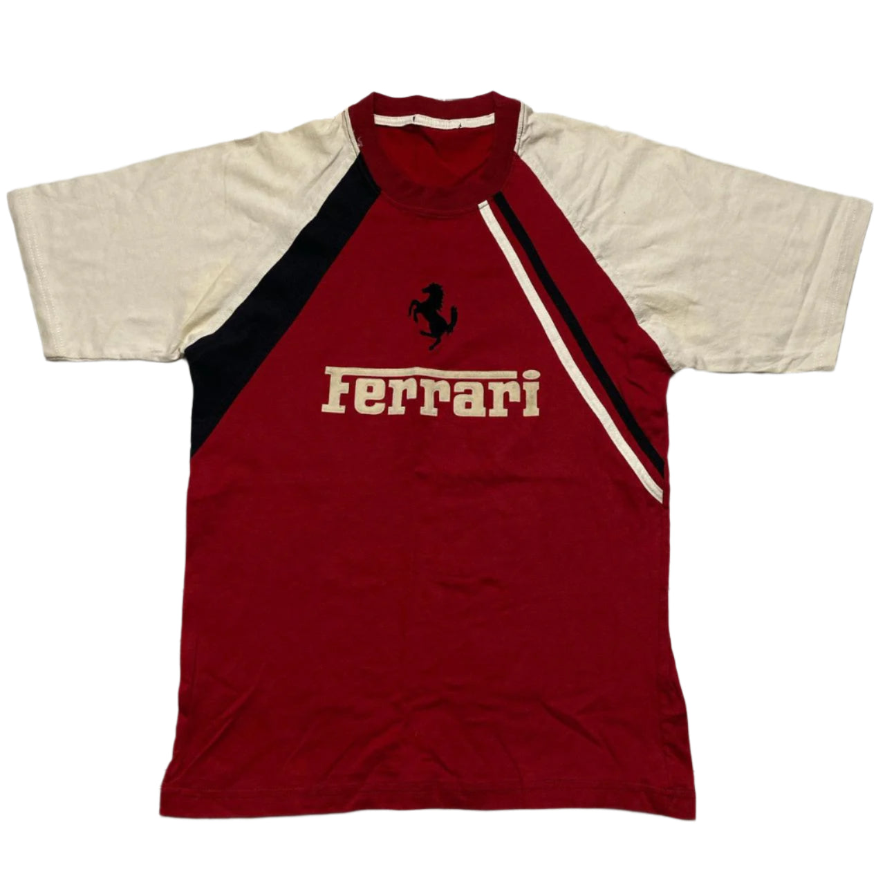 Ferrari Vintage y2k Red and Cream White Womens T Shirt (S)