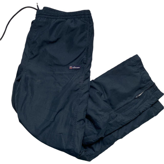 Ellesse Navy and White Shell Nylon Trackpant Baggy Bottoms (M)