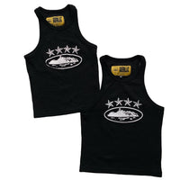 Corteiz Black and White 4 Star Alcatraz Tank Crop Top Vest (S/M)