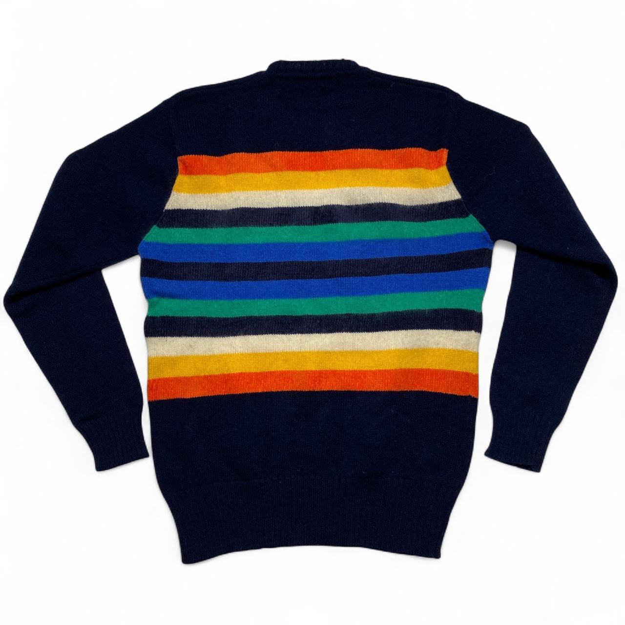 French Connection Vintage Striped Multi Colour Navy Knit Wool Jumper (M)