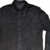 Black Suede Leather Long Sleeve Shirt (M)