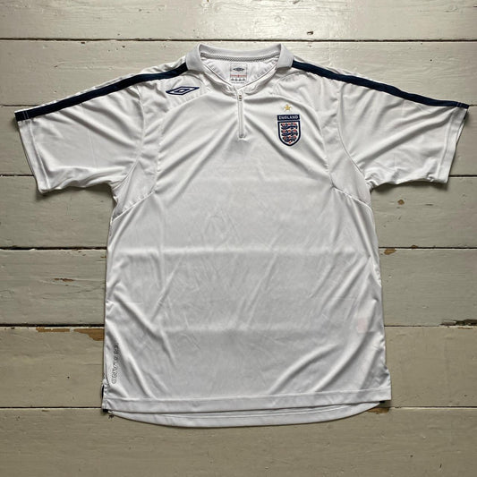 England Umbro White and Navy Vintage Football Jersey