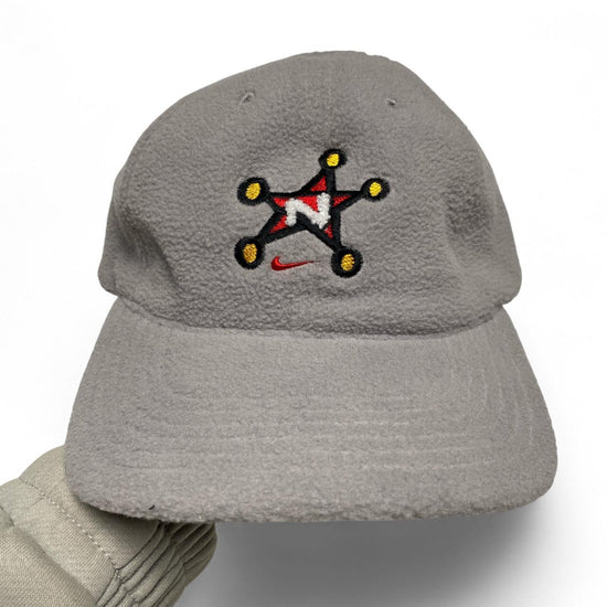 Nike y2k Vintage Grey Fleece Red Swoosh Cap