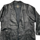 Greg Bell Black Leather Trench Coat Jacket (XL)