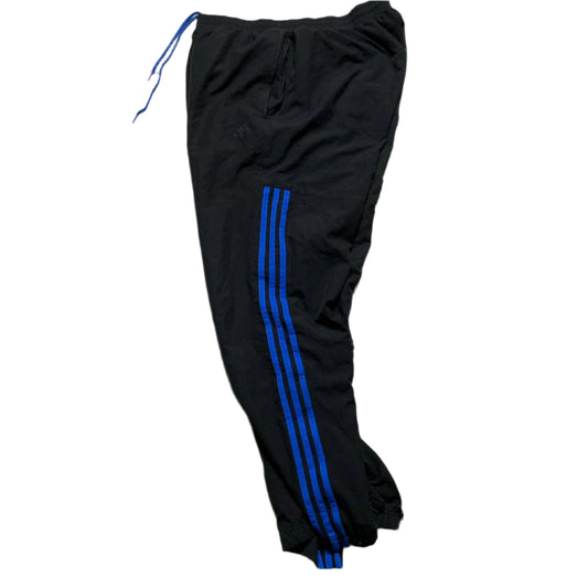 Adidas Black and Blue Stripe Shell Trackpant Bottoms (M)