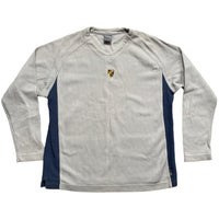 Nike V Neck Vintage Cream White and Grey Jumper (L)