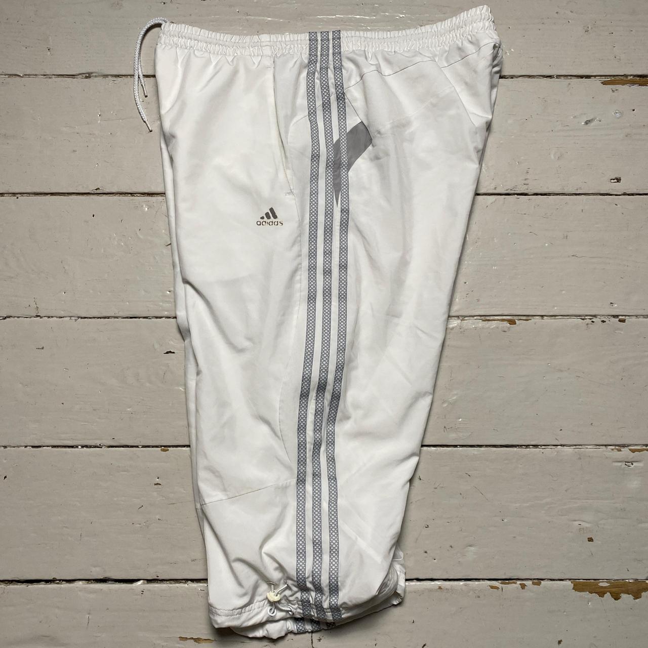 Adidas Climalite Vintage y2k Shell Trackpant Shorts White and Silver