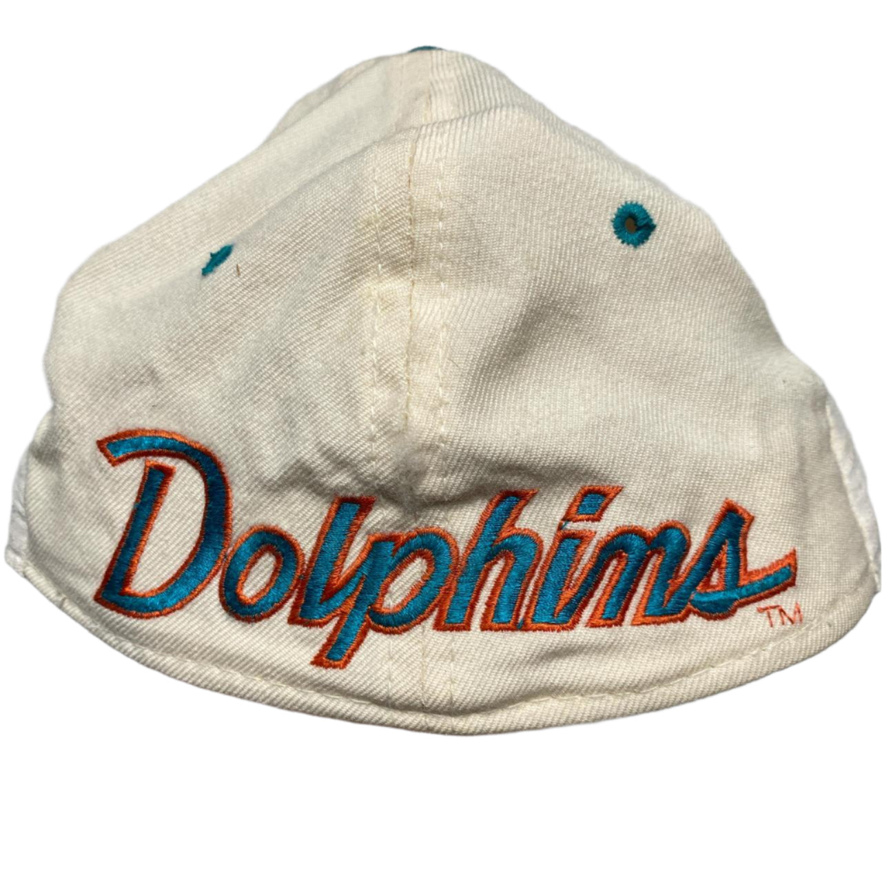 Miami Dolphins Vintage NFL Cream White and Turquoise Fitted Cap