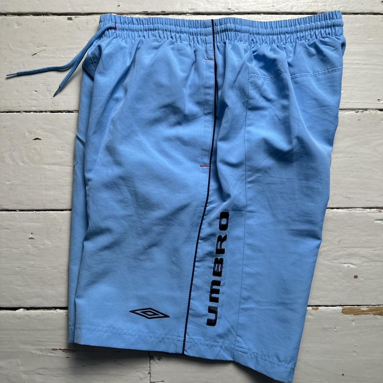 Umbro Vintage Light Blue and Navy Shell Trackpant Shorts