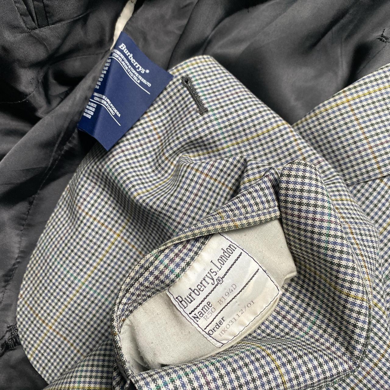 Burberry Vintage Grey Checked Suit Jacket (XL)