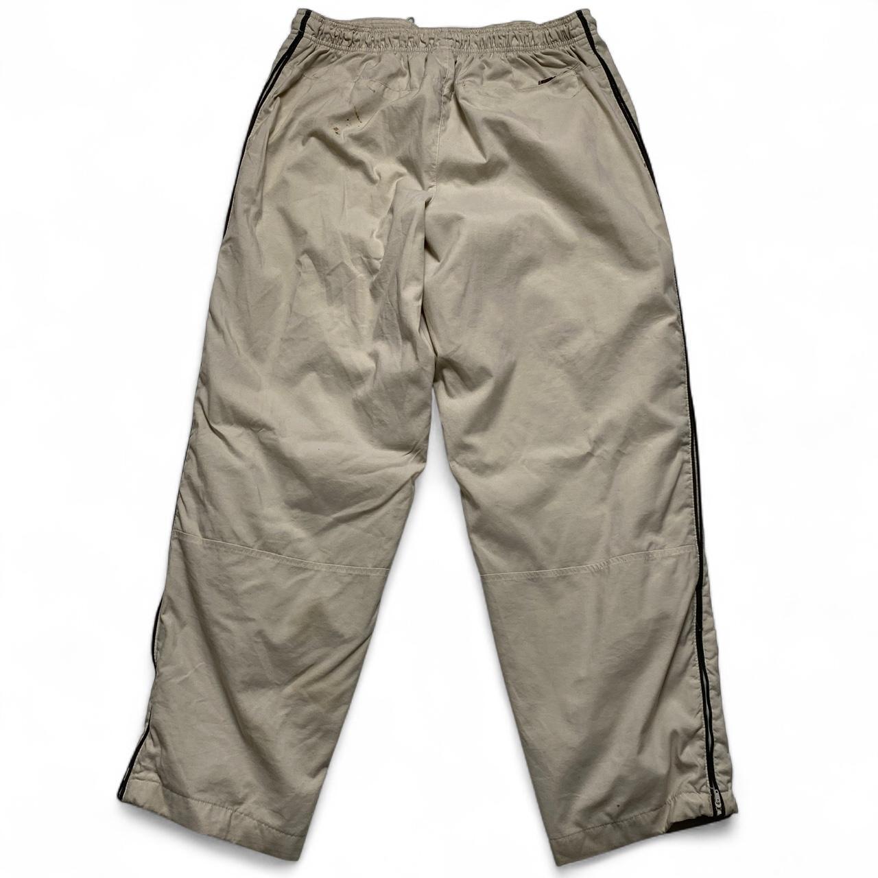 Nike Beige Y2K Vintage Shell Trackpant Hexi Logo Red White Swoosh Bottoms (XL)