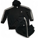 Adidas Black and White Stripe Full Tracksuit Hoodie and Joggers (3XL)