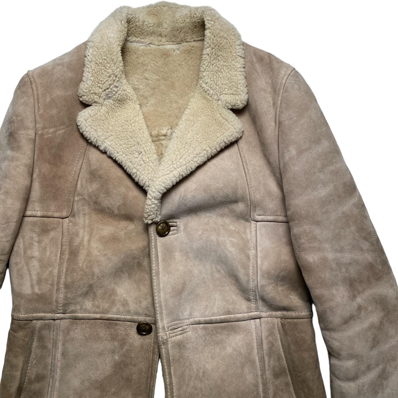 O’Ned Vintage Sheepskin Light Brown Long Coat (L)
