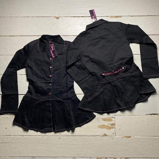 Edward Scissorhands Black and Pink Goth Grunge Short Dress Shirt