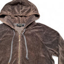 Juicy Couture Womens Velour Brown Jewel Zip Hoodie (M)