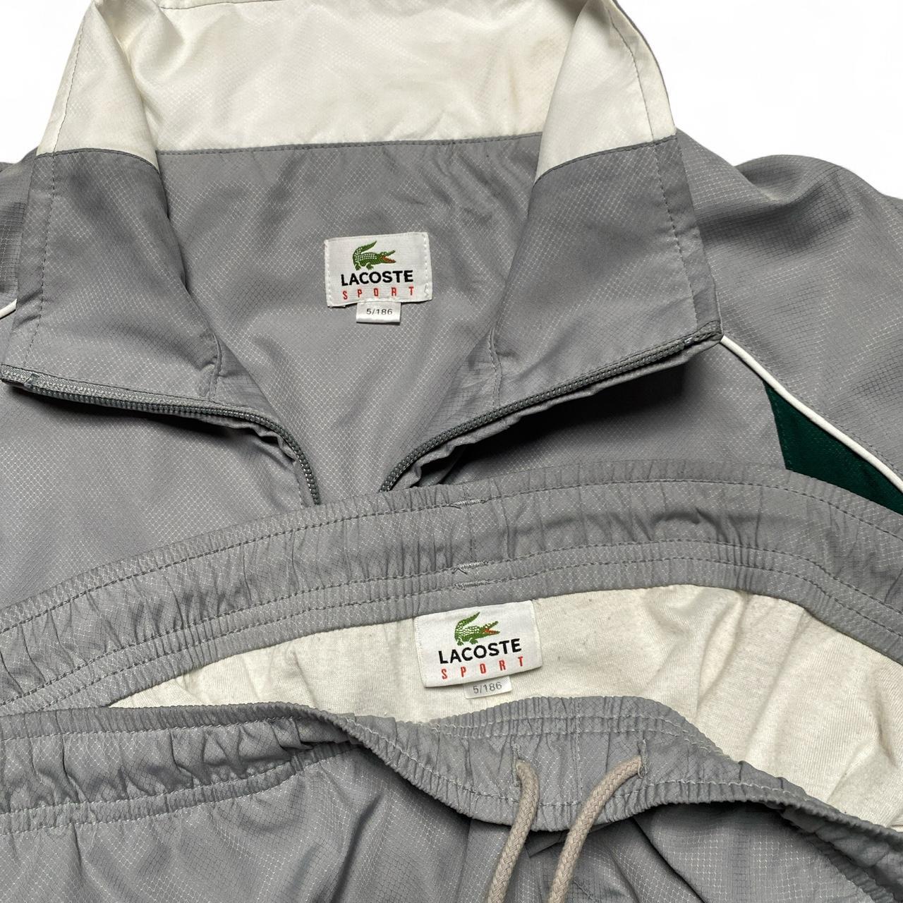 Lacoste Grey White and Green Nylon Full Shell Tracksuit (L)